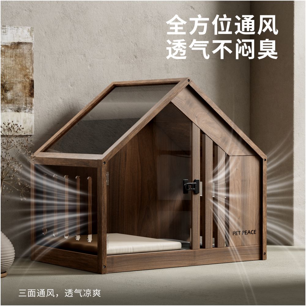 Petpeace dog cage with toilet solid wood dog house indoor dog house pet small dog house luxury villa image 5