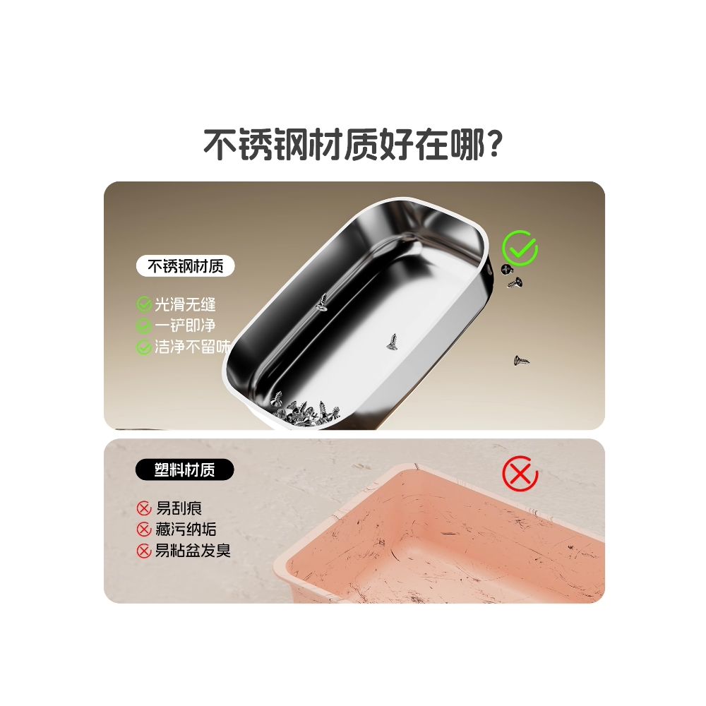 Cat litter box corridor style fully enclosed splash proof odor proof short footed cat corridor style large and oversized stainless steel cat toilet image 5