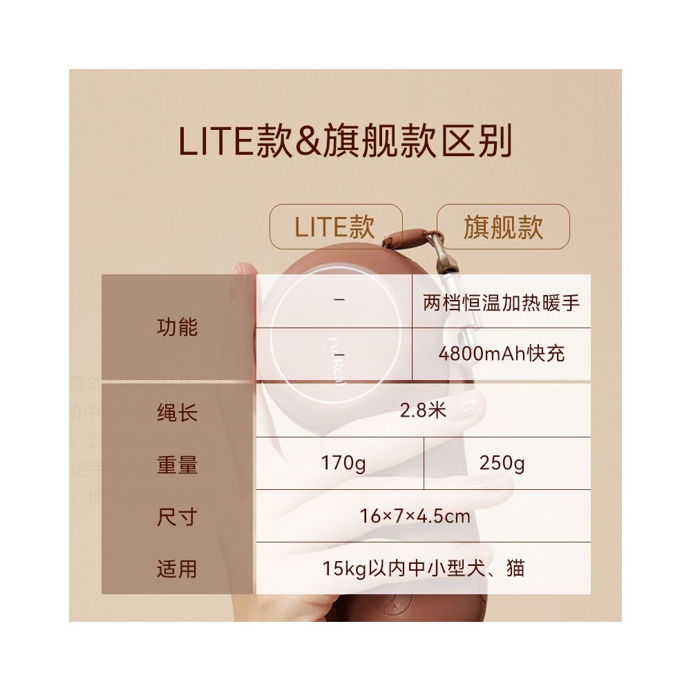 【FurReal 官方正品】三合一智慧暖手牽引繩|小型犬專用自動伸縮繩 - 吉安寵物用品