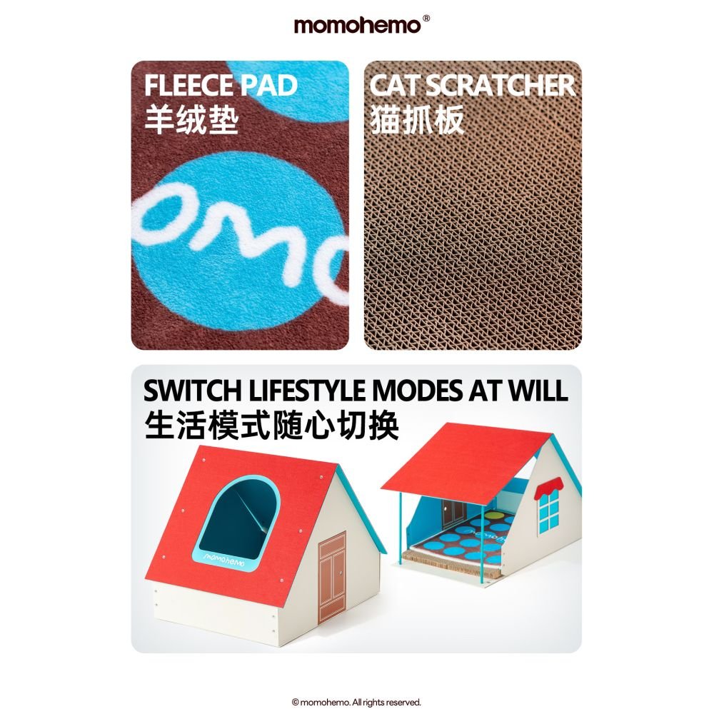 【預售限定】Momoemo 紅屋寵物豪宅|美式露營風開放式貓狗屋 - 吉安寵物用品