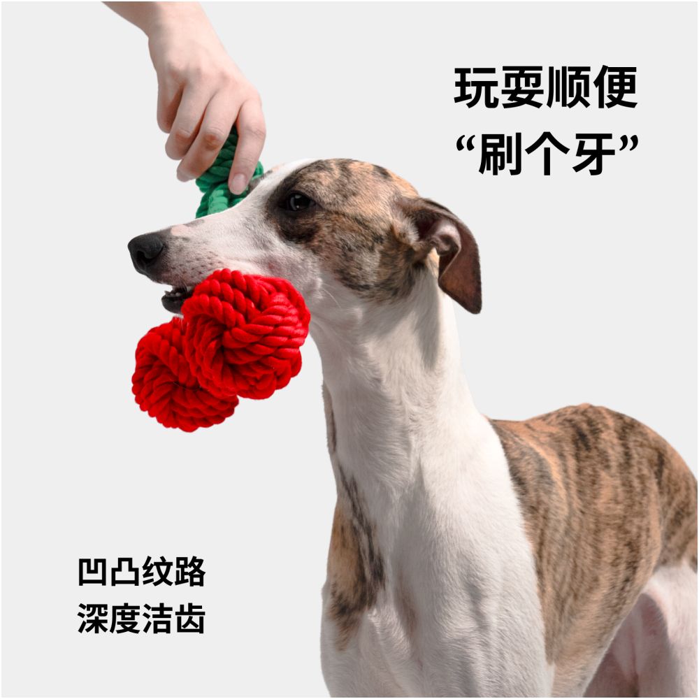 JOJIO Corner Cherry Party Dog Toy Training Interactive Self Hi Small Medium and Large Dog Weaving Knot Toy image 3