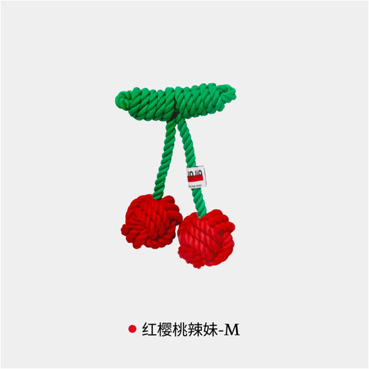 【JOJIO 官方正品】角落櫻桃派對狗狗玩具｜互動訓練編織繩結（耐咬潔齒、全犬種適用、緩解分離焦慮、自嗨解悶神器，高品質抗撕裂中大犬拉扯玩具）