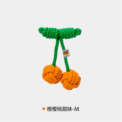 【JOJIO 官方正品】角落櫻桃派對狗狗玩具｜互動訓練編織繩結（耐咬潔齒、全犬種適用、緩解分離焦慮、自嗨解悶神器，高品質抗撕裂中大犬拉扯玩具）