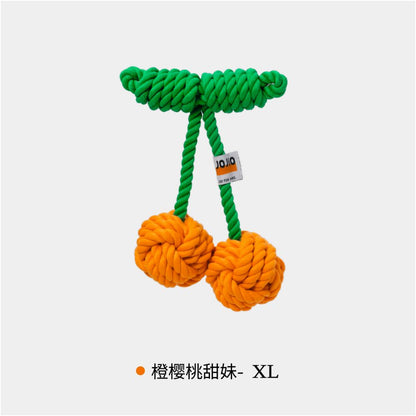 【JOJIO 官方正品】角落櫻桃派對狗狗玩具｜互動訓練編織繩結（耐咬潔齒、全犬種適用、緩解分離焦慮、自嗨解悶神器，高品質抗撕裂中大犬拉扯玩具）