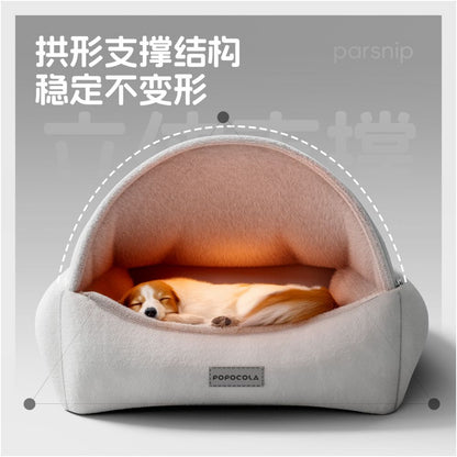 POPO Dog Nest Winter Warmth Semi Enclosed Safety Cat Nest Removable Washable Large Dog Shell Nest Winter image 1