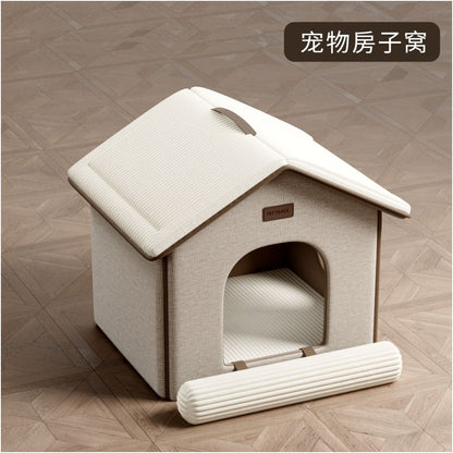 【POPO 官方正品】智能恆溫加熱貓窩｜冬季加厚半封閉保暖狗窩（內置防抓電熱毯、多檔智能控溫、阻燃防水安全材質、POPO 科技禦寒貓屋，小型犬貓冬日深度睡眠神器）