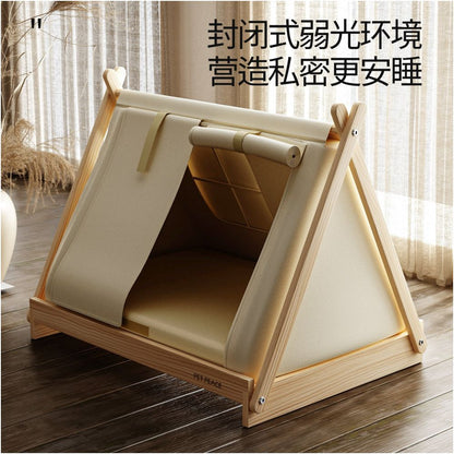 Petpeace solid wood dog house small dog bed off the ground pet tent enclosed and secure compared to bear houses and dog houses image 2