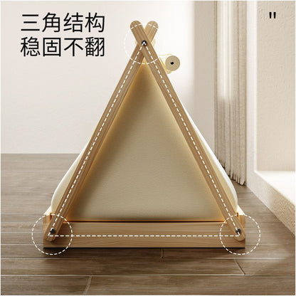 Petpeace solid wood dog house small dog bed off the ground pet tent enclosed and secure compared to bear houses and dog houses image 3