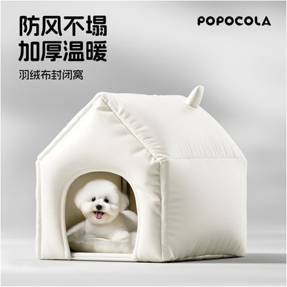 POPO Dog Nest Winter Warm Semi Enclosed Safety Cave Pet Small Dog House Winter Cat Nest Dog House image 0