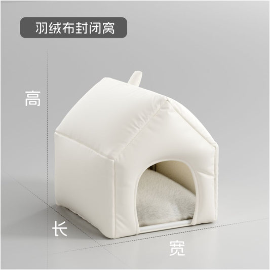 【POPO 官方正品】冬季加厚半封閉安全感洞穴窩｜貓狗通用防風保暖睡窩（極致聚熱結構、小型犬專用室內狗屋、緩解分離焦慮避難所、POPO 質感冬用寵物房，萌寵深層睡眠保暖神器）