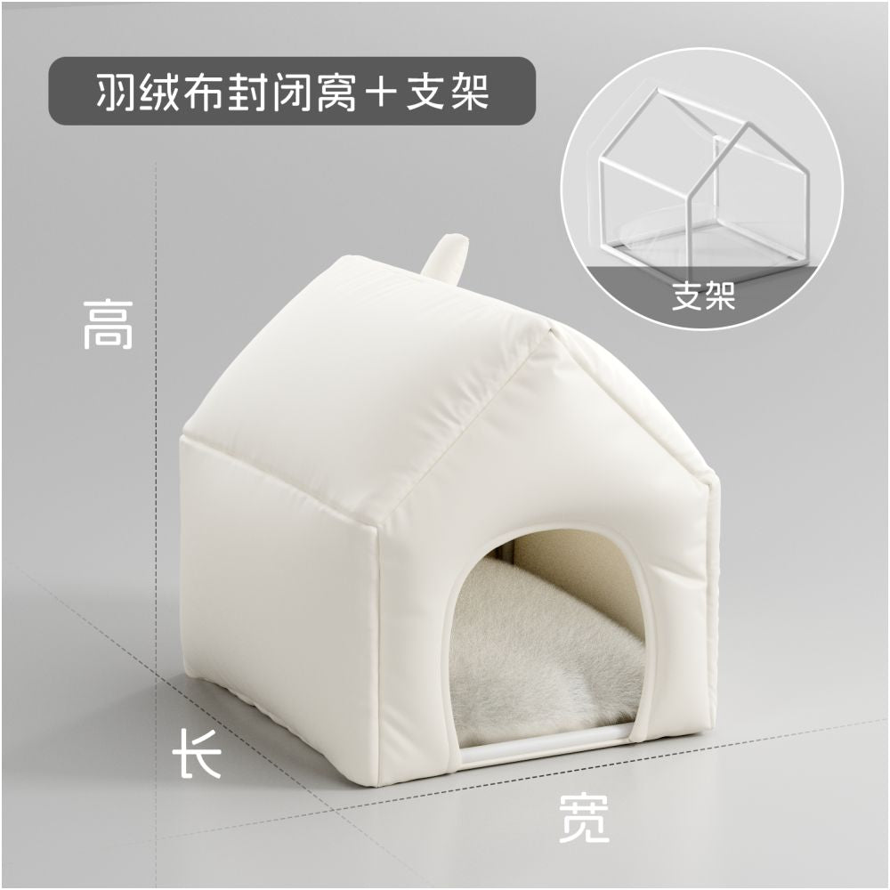 【POPO 官方正品】冬季加厚半封閉安全感洞穴窩｜貓狗通用防風保暖睡窩（極致聚熱結構、小型犬專用室內狗屋、緩解分離焦慮避難所、POPO 質感冬用寵物房，萌寵深層睡眠保暖神器）