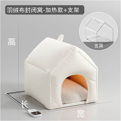 【POPO 官方正品】冬季加厚半封閉安全感洞穴窩｜貓狗通用防風保暖睡窩（極致聚熱結構、小型犬專用室內狗屋、緩解分離焦慮避難所、POPO 質感冬用寵物房，萌寵深層睡眠保暖神器）