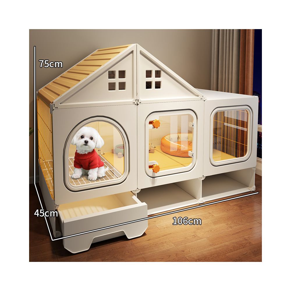 【室內豪華別墅】小型犬專用一房一廳一衛狗窩｜帶廁所分離式大型犬籠替代品
