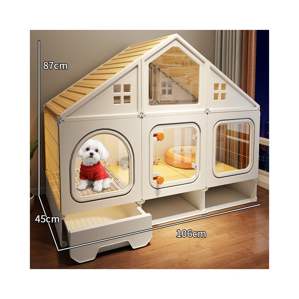 【室內豪華別墅】小型犬專用一房一廳一衛狗窩｜帶廁所分離式大型犬籠替代品