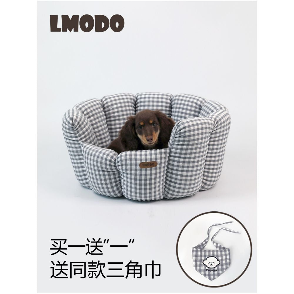 LMODO Pet Nest Flower Pot Design Korean Grid Nest Four Seasons Universal Cat Nest Dog Nest Small and Medium sized Pet Supplies image 0