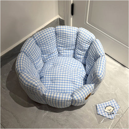 【LMODO 官方正品】韓系經典格紋花盆寵物窩｜四季通用質感貓狗窩