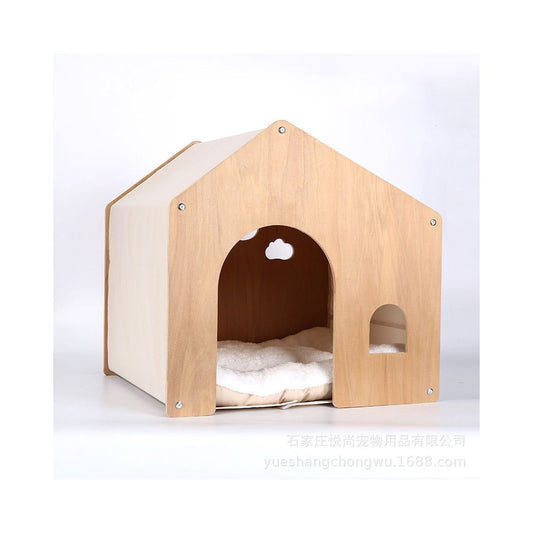 【全方位舒眠】半封閉式寵物帳篷窩｜四季通用可拆洗貓狗窩（泰迪比熊專用睡窩、防風隔音安全感、高品質室內寵物屋、可拆卸易清潔設計，小型犬貓深度睡眠帳篷）