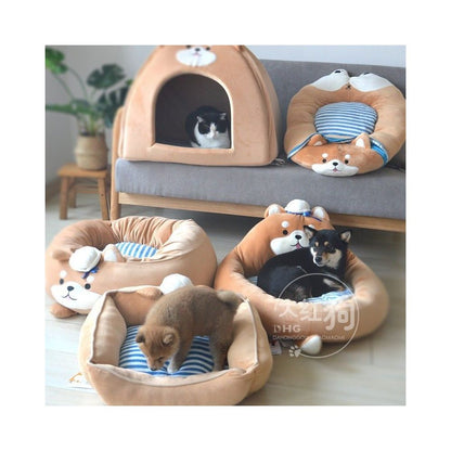 Shiba Inu Royal Navy Style Dog Nest House for Autumn and Winter Warmth Japanese Causeway Burned Cat Nest Dog Sleep Mat for Deep Sleep image 3