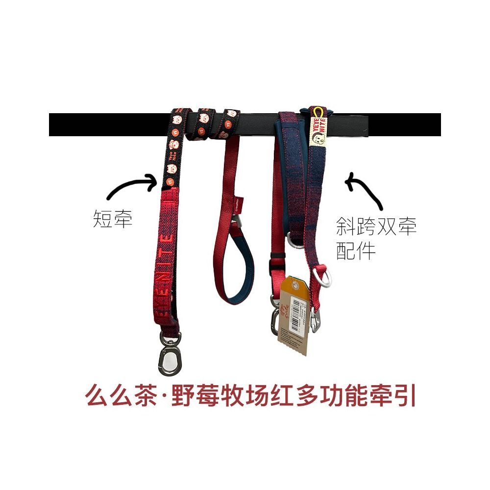 【Momo 原創設計】茶系椰椰系列撞色胸背帶｜多點可調節寵物牽引組