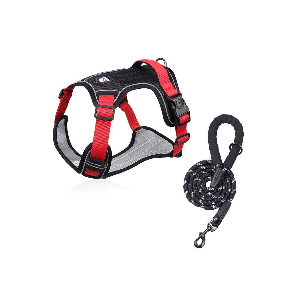 【葵葵熊戶外健行版】金毛/拉布拉多專用背心式胸背帶｜自帶側邊收納袋 (Baby Bag) 牽引組