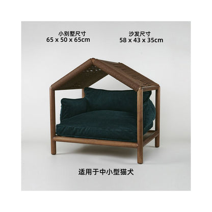 【北歐實木系列】高質感寵物沙發別墅｜多功能實木貓窩狗屋