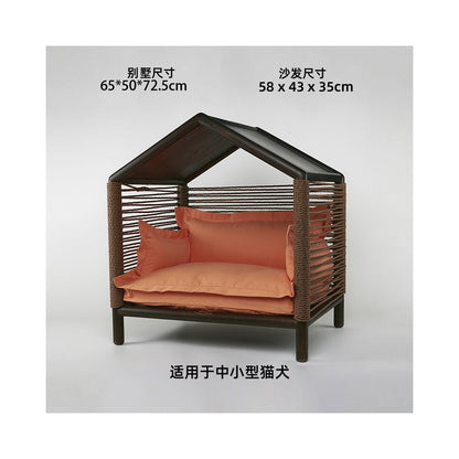 【北歐實木系列】高質感寵物沙發別墅｜多功能實木貓窩狗屋