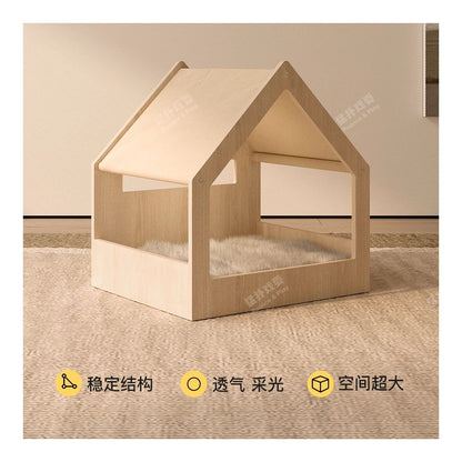 Rampage and playful cat and dog nests cozy and comfortable wooden houses semi open climbing frames all season universal cat plush toys summer image 4
