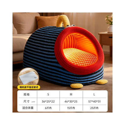 【主動恆溫版】冬季加厚加熱貓窩｜全封閉式安全感電熱貓屋