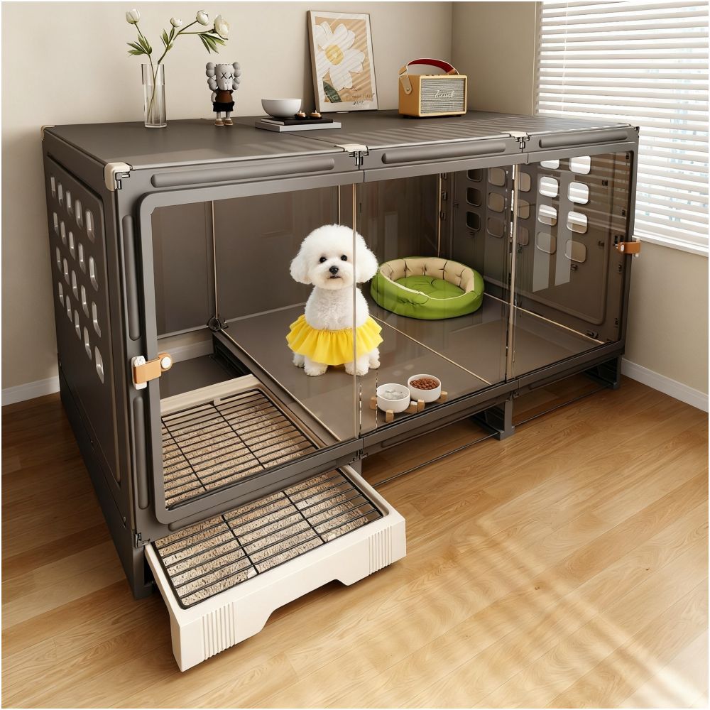 Detached dog villa with toilet dog cage small dog one bedroom one living room one bathroom new dog house small dog pet Teddy image 1