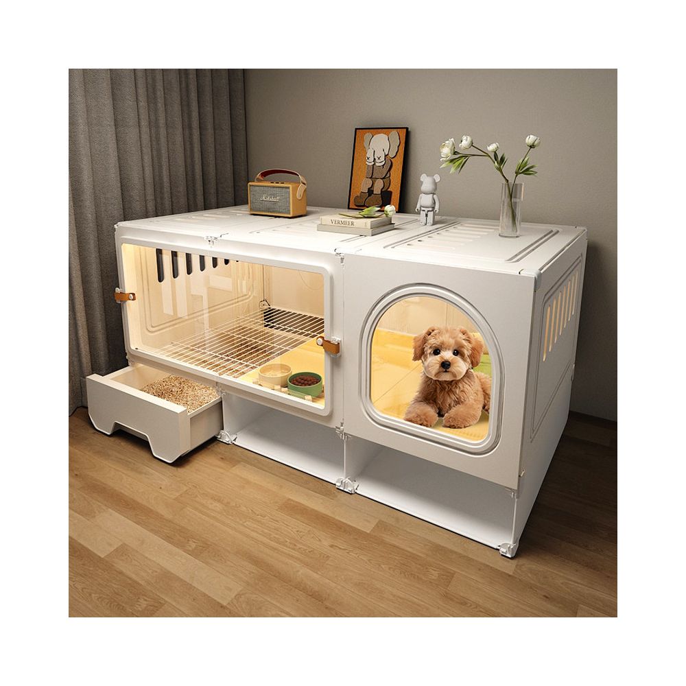 Dog cage small dog with toilet separated dog house one bedroom one living room one bathroom integrated toilet pet dog villa indoor image 1