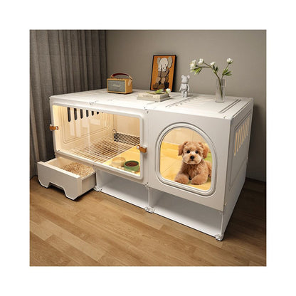 Dog cage small dog with toilet separated dog house one bedroom one living room one bathroom integrated toilet pet dog villa indoor image 1