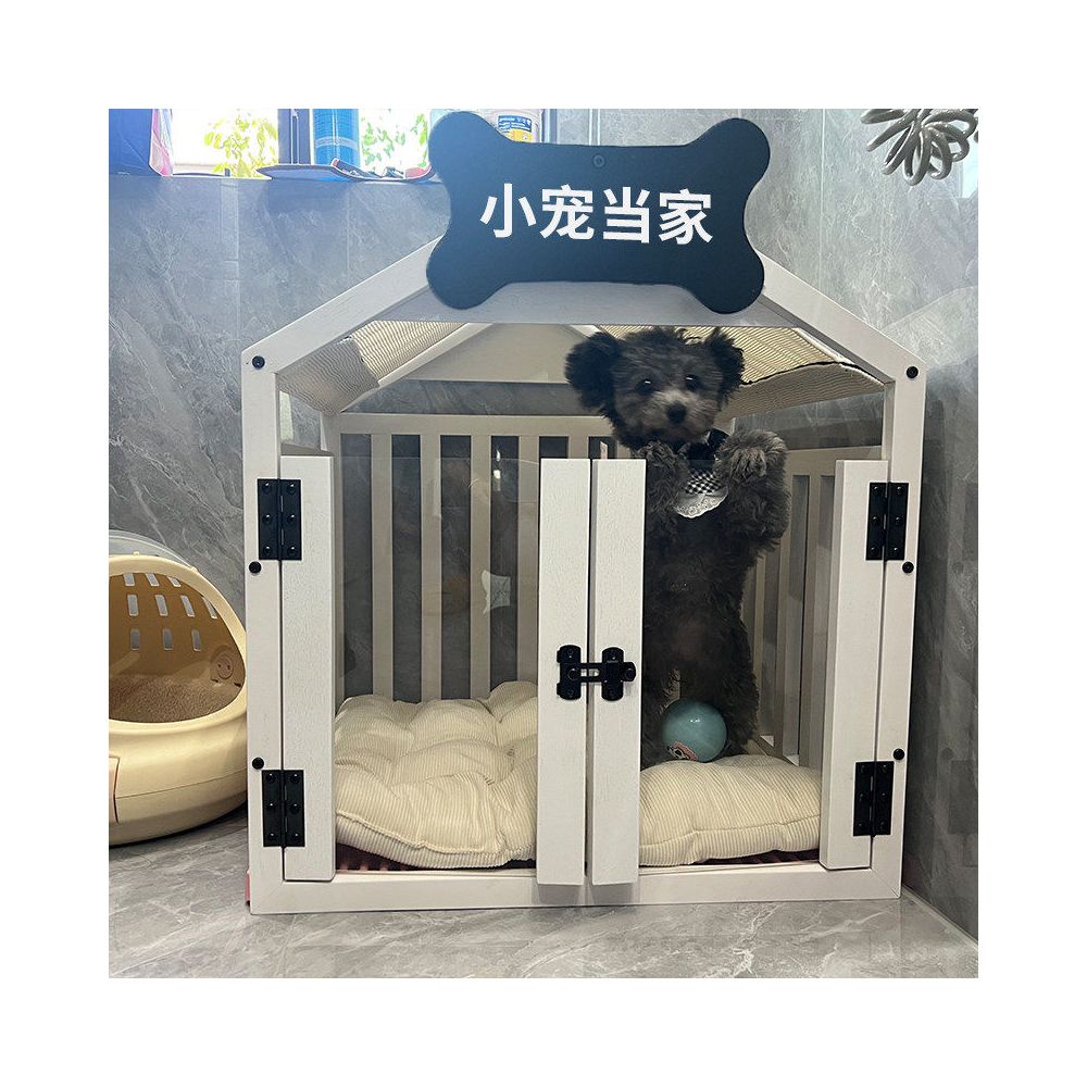 Solid wood dog house indoor small dog bear dog house all season universal dog cage luxury villa pet dog house image 3