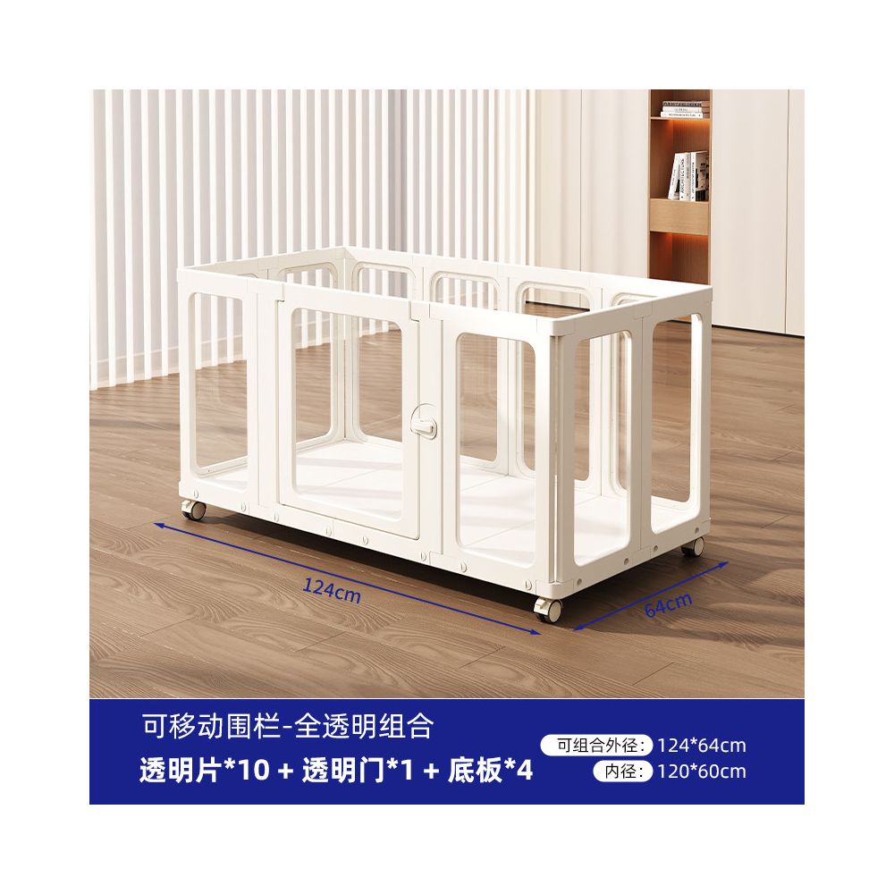 【2026 全景系列】全透明室內寵物圍欄別墅｜中小型犬專用移動式隱形狗籠