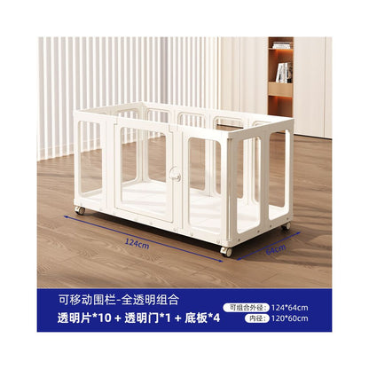 【2026 全景系列】全透明室內寵物圍欄別墅｜中小型犬專用移動式隱形狗籠