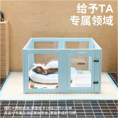 Zeze dog fence dog house pet transparent indoor protective fence rabbit small and medium sized dog transparent dog cage image 5
