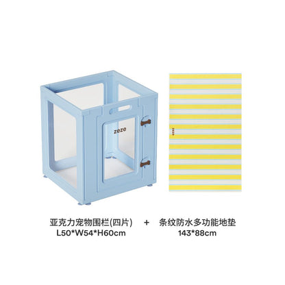 【Zeze 官方正品】室內全透明寵物圍欄別墅｜中小型犬/兔子專用隱形狗籠