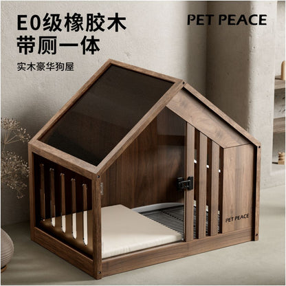 Petpeace dog cage with toilet solid wood dog house indoor dog house pet small dog house luxury villa image 1