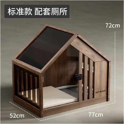 【Petpeace 官方正品】全實木帶廁所寵物別墅｜一體式分區室內狗屋