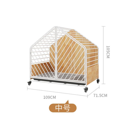 【喵贊 官方旗艦】高階實木帶廁所狗籠｜柴犬/中大型犬專用一房一廳別墅