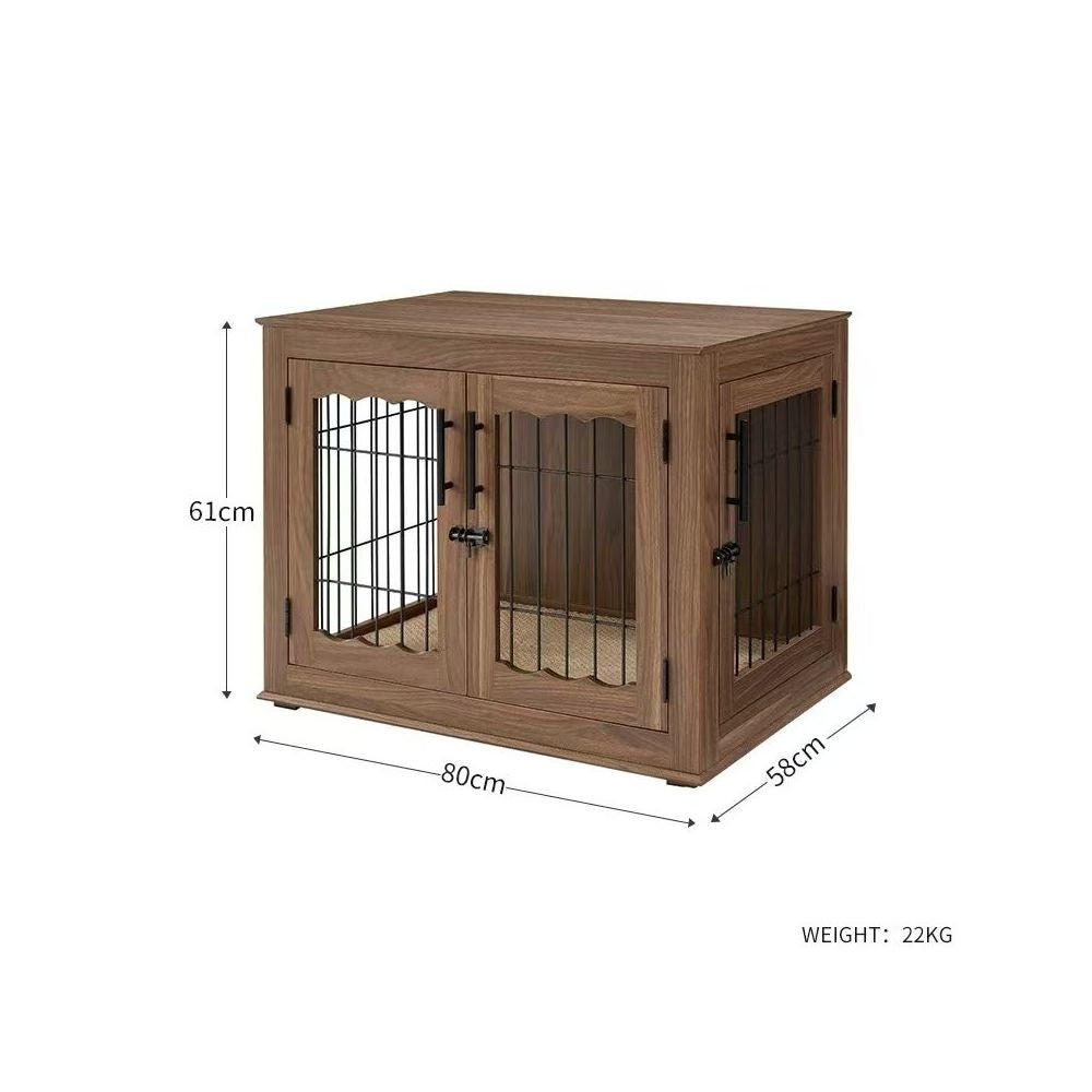Solid wood home dog cage small medium and large dog universal furniture style indoor pet cage side opening door dog house closed type image 3
