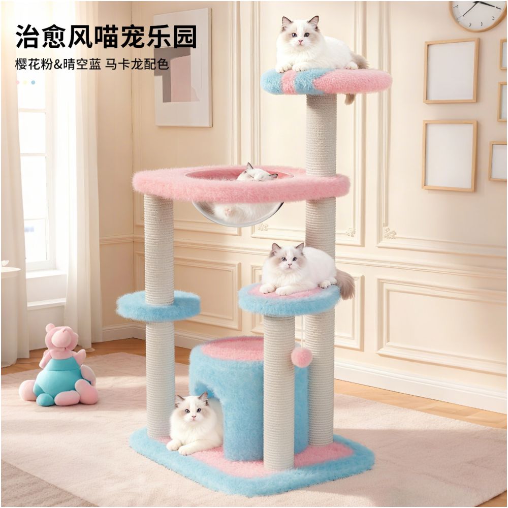 Cat climbing frame for small household units without occupying space cat nest cat frame integrated sisal cat scratch column cat climbing column cat toy image 2
