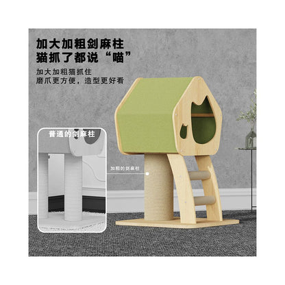 Solid wood treehouse cat climbing frame luxury household cat nest integrated large cat dedicated small apartment cat scratching column cat tree cat frame image 3