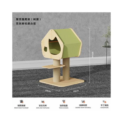 【leiboo 徠本】實木樹屋貓爬架｜豪華一體式大型貓窩貓樹小戶型劍麻抓柱