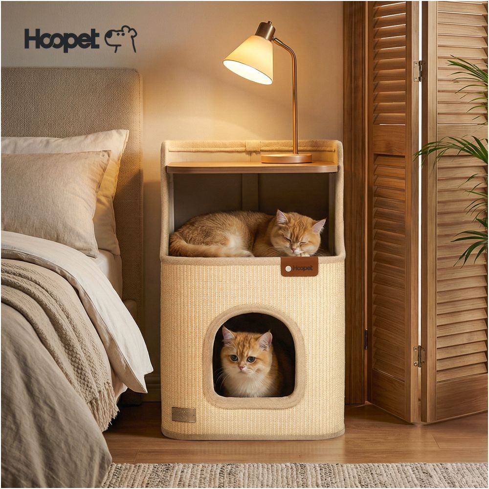 Hoopet Roman Holiday Square Sisal Bucket Cat Grab Board Integrated Small House Bedhead Cabinet Cat Nest Home Cat Crawler image 1