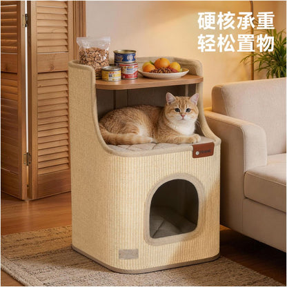 Hoopet Roman Holiday Square Sisal Bucket Cat Grab Board Integrated Small House Bedhead Cabinet Cat Nest Home Cat Crawler image 4