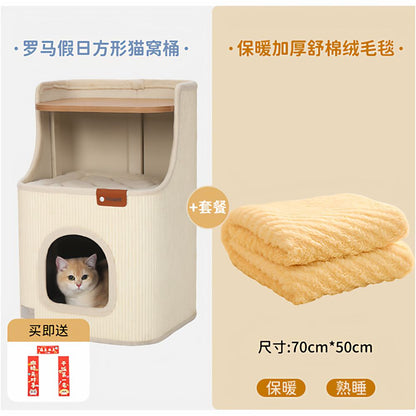 Hoopet 羅馬假期劍麻桶｜貓抓板一體式貓窩床頭櫃室內爬架