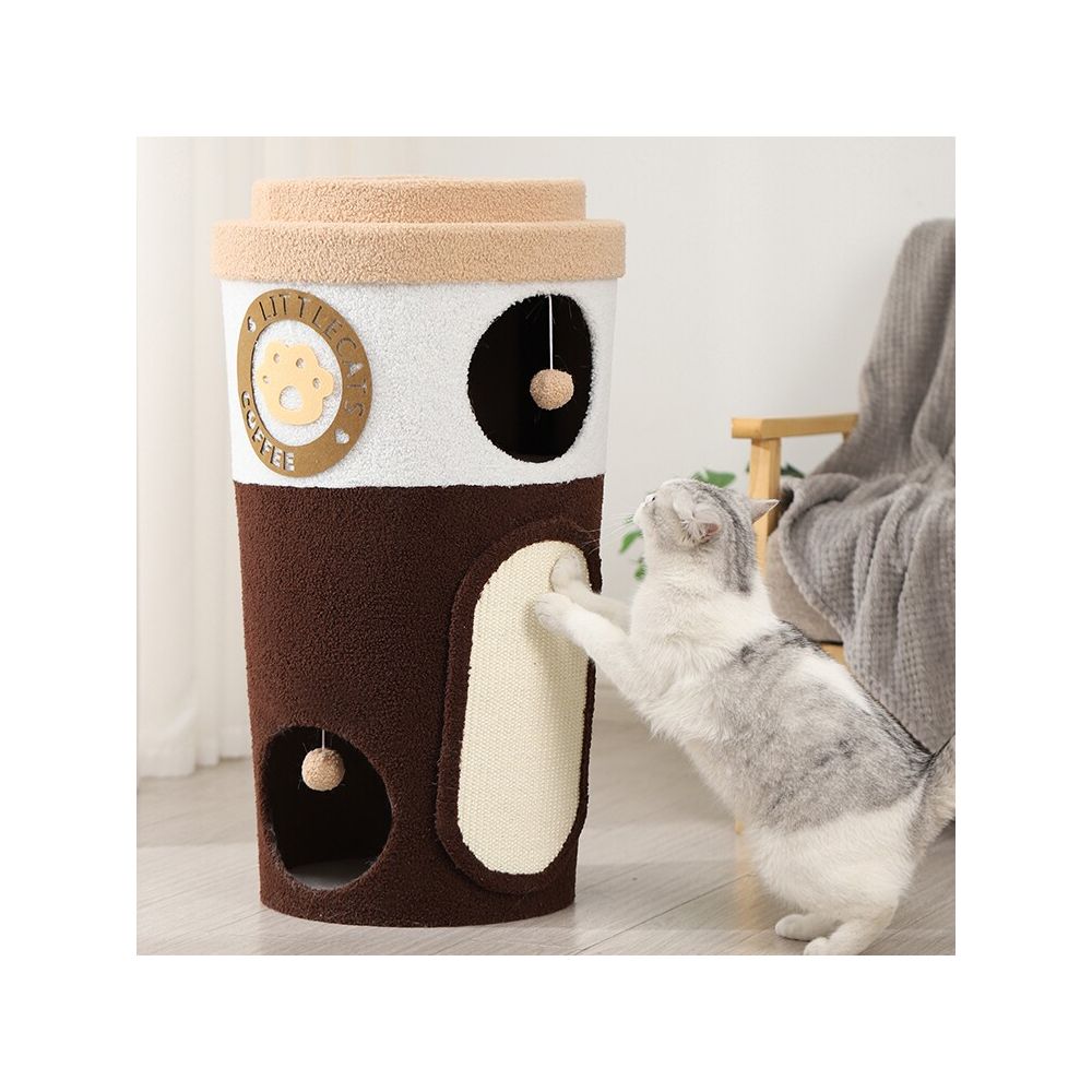Sisal bucket cat nest cat climbing frame double layer cat tree hole design four season universal coffee cup shape cat tree image 0
