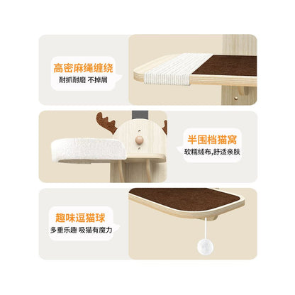 Hanging door type cat climbing frame deer style solid wood waterproof non occupying cat tree jumping platform design wall mounted household thickened image 5