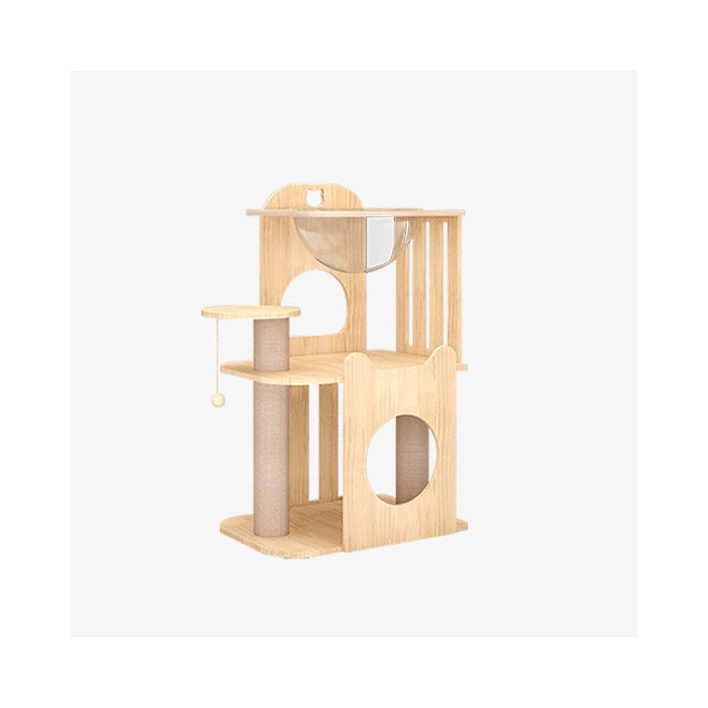 All solid wood short footed cat climbing frame cat nest cat scratch column integrated space cabin small sized cat frame not occupying space for household use image 4