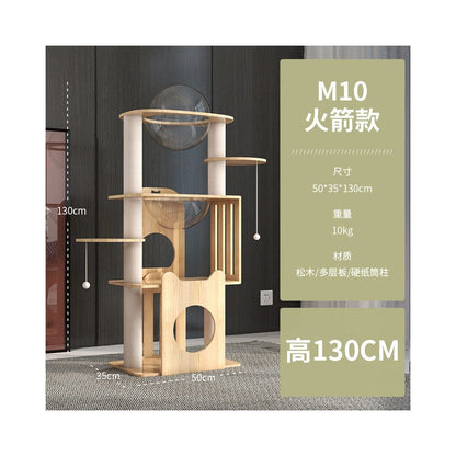 全實木短腿貓爬架｜太空艙貓窩一體式劍麻抓柱小戶型不佔地跳台